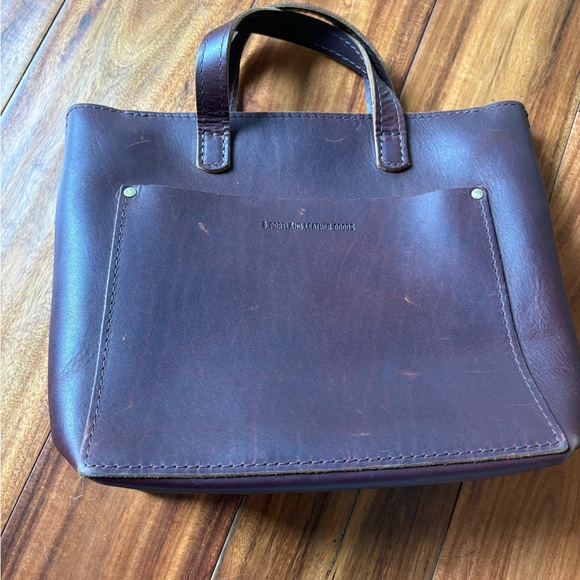 Portland Leather Cognac Zipper Mini Crossbody Tote - Picture 4 of 9